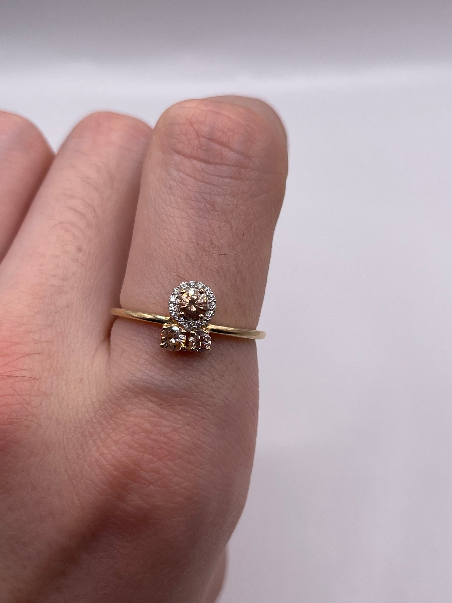 9ct gold morganite and zircon ring