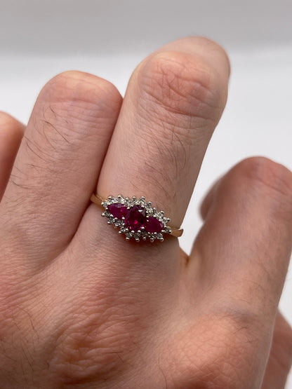 9ct gold ruby and diamond ring