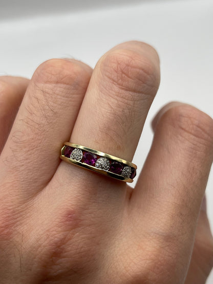 9ct gold almandine garnet and diamond ring