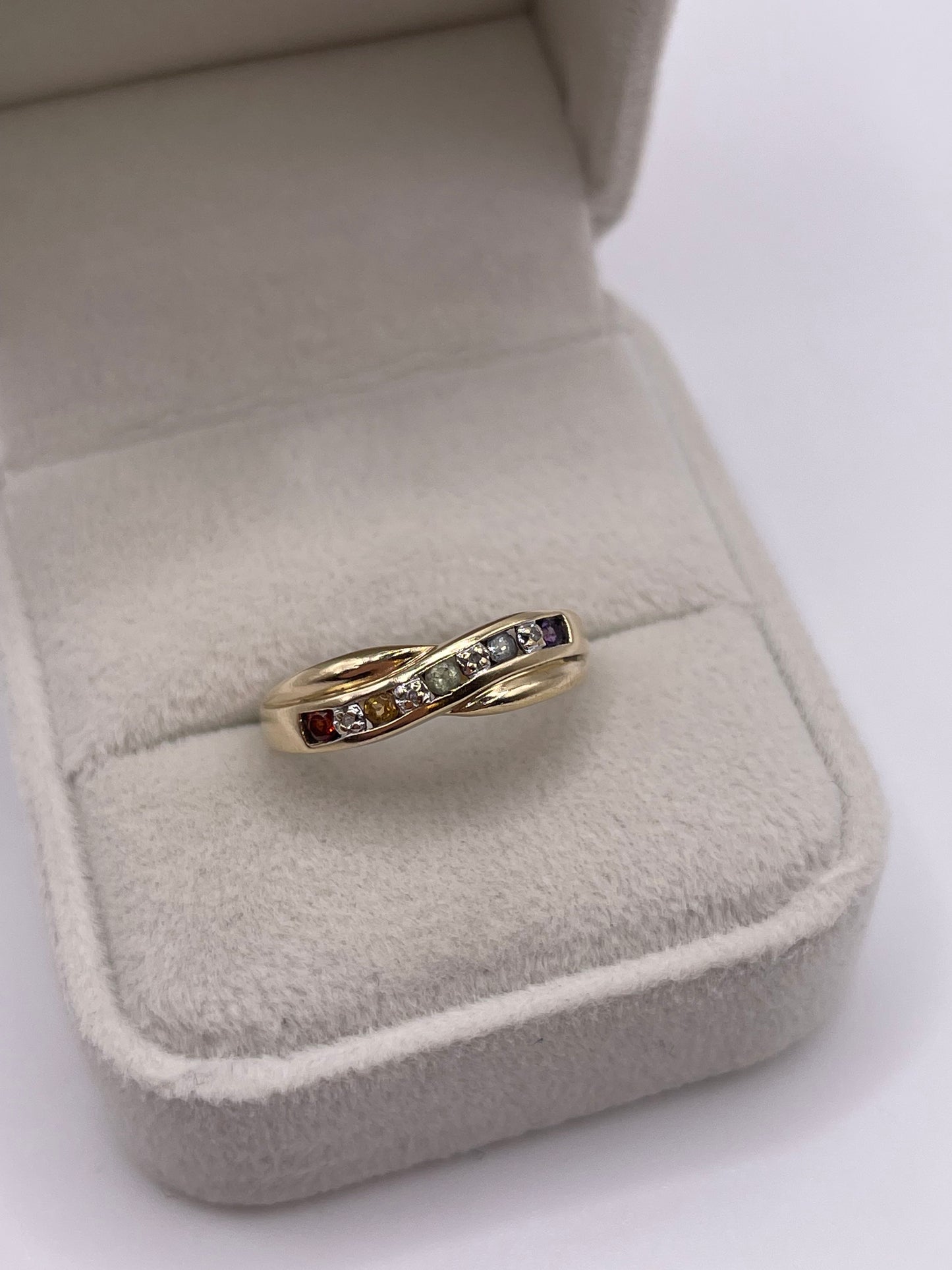 9ct gold multi gemstone and diamond ring