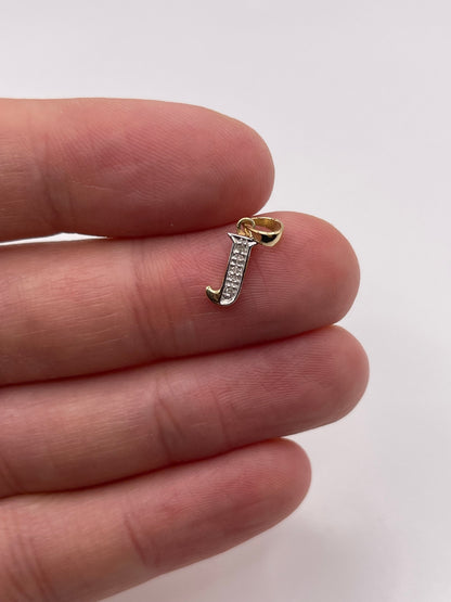 9ct gold diamond initial J pendant