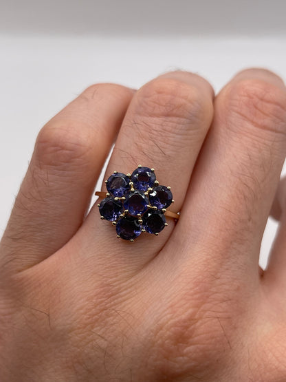 9ct gold iolite cluster ring