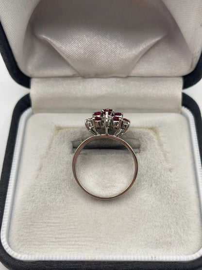 14ct white gold ruby and diamond ring