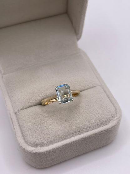 9ct gold aquamarine ring