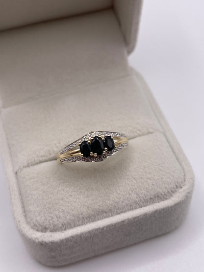 9ct gold sapphire and diamond ring