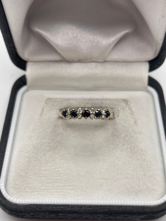 9ct gold sapphire and diamond ring
