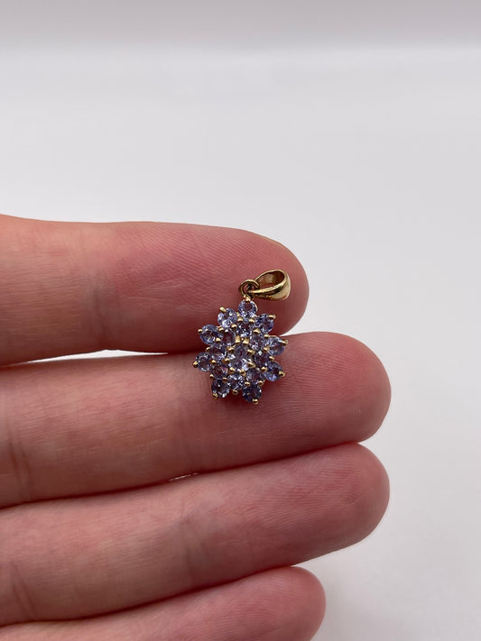 9ct gold tanzanite cluster pendant