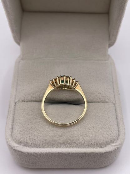 9ct gold emerald and diamond ring