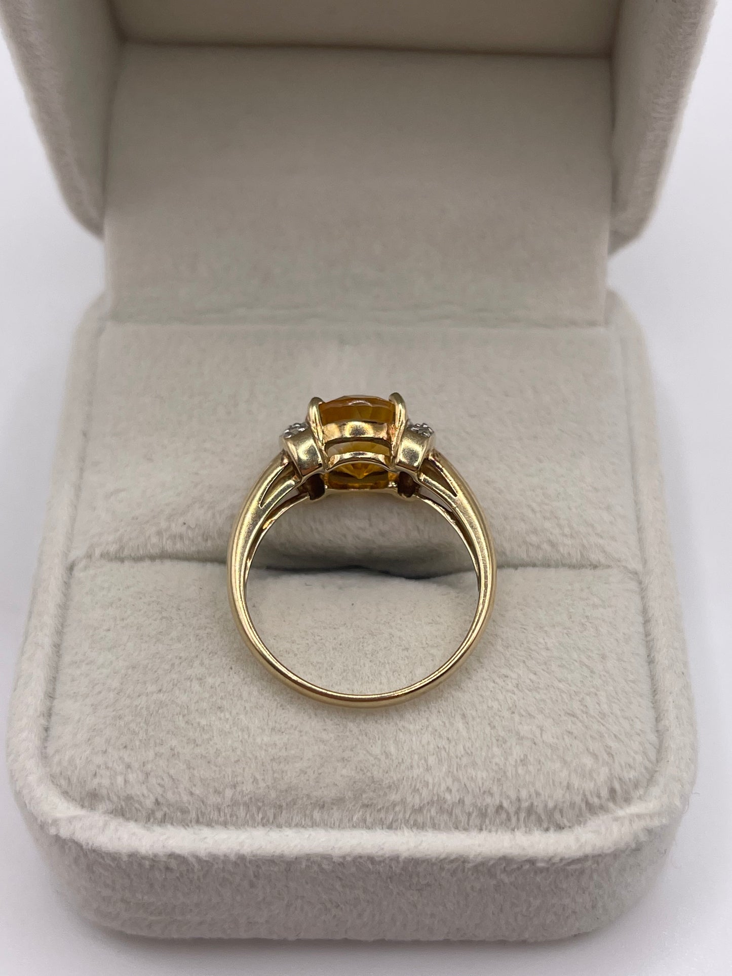 9ct gold citrine and zircon ring