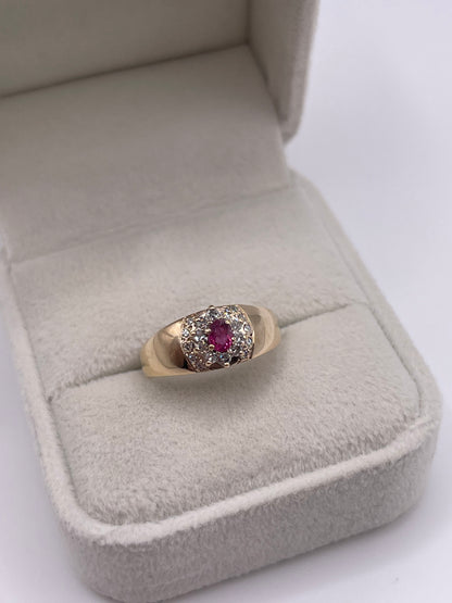 9ct gold ruby and diamond ring