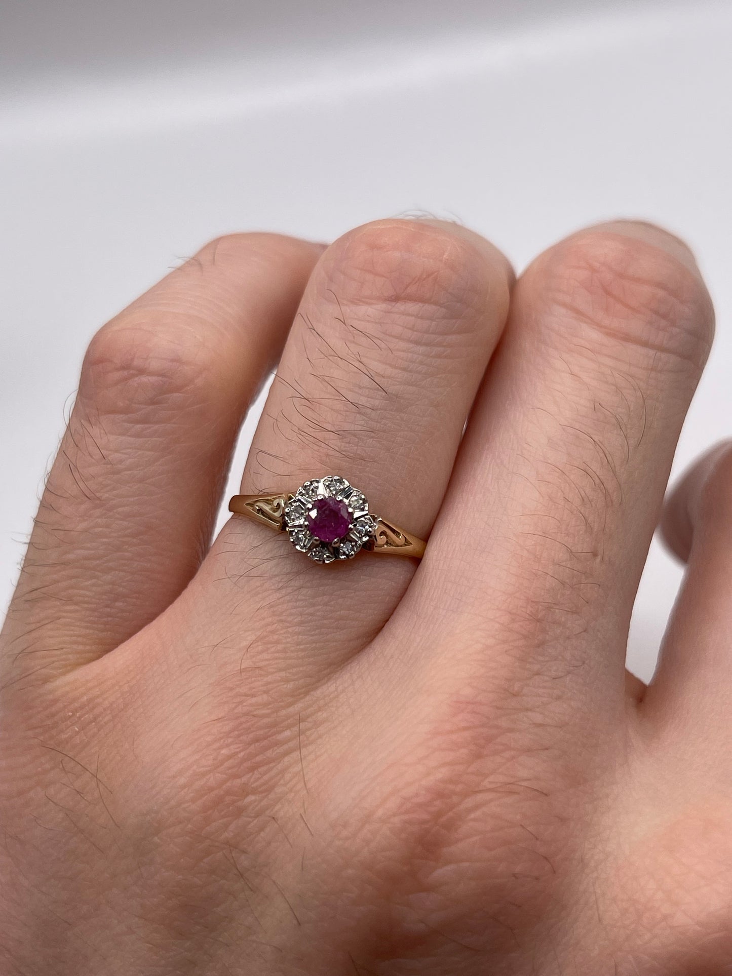 9ct gold ruby and diamond ring