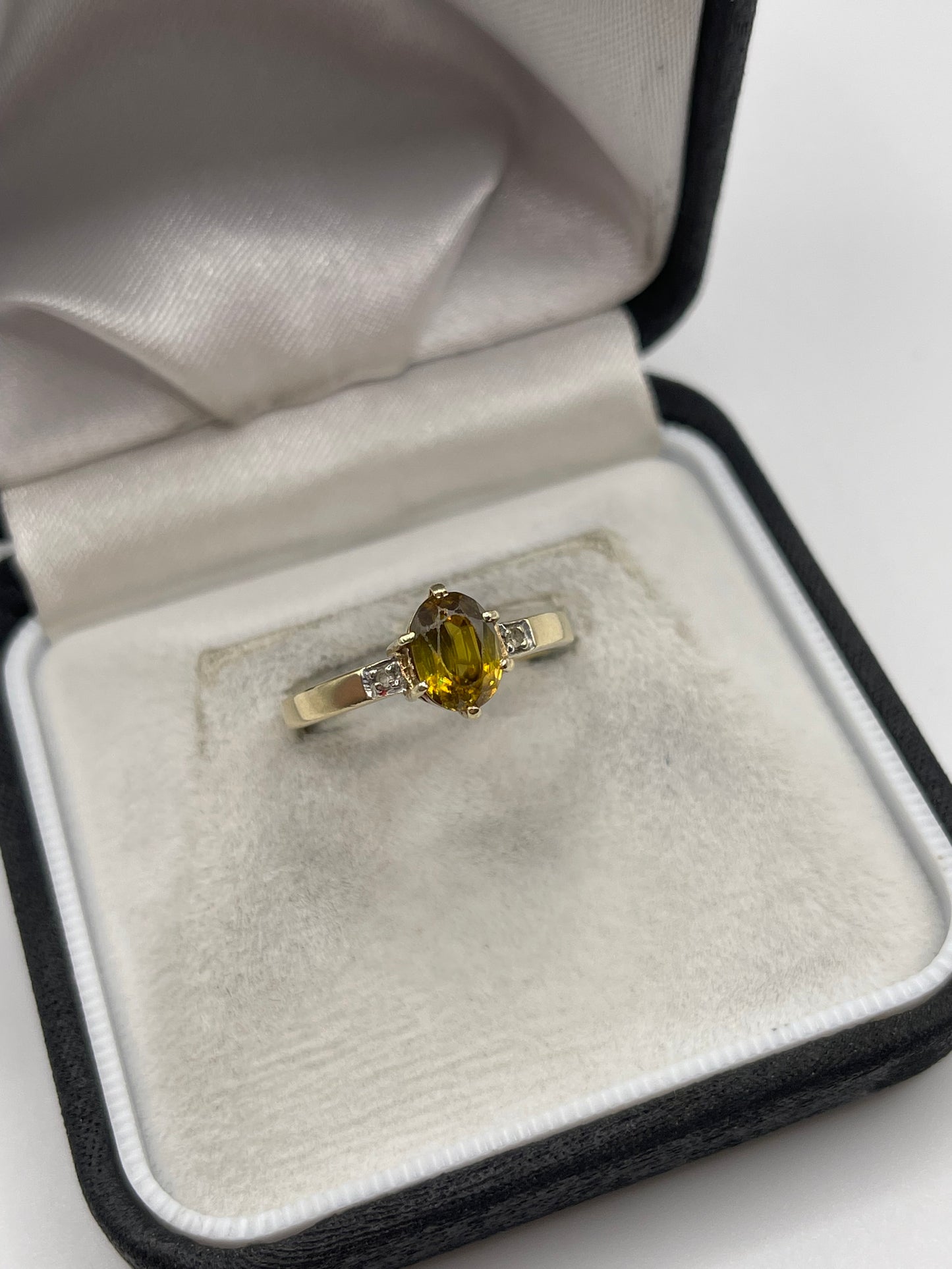 9ct gold sphene and zircon ring