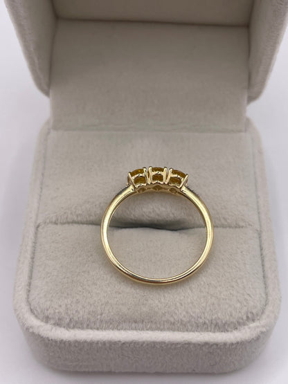 9ct gold citrine and diamond ring