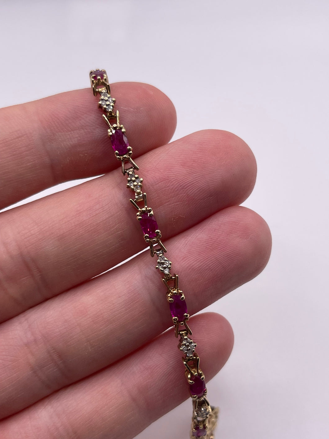 9ct gold ruby and diamond bracelet