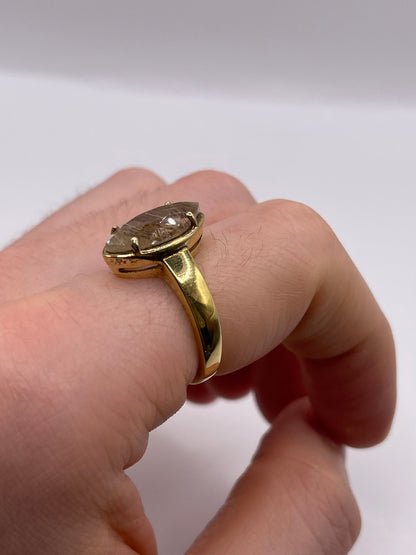 Silver rutile quartz ring