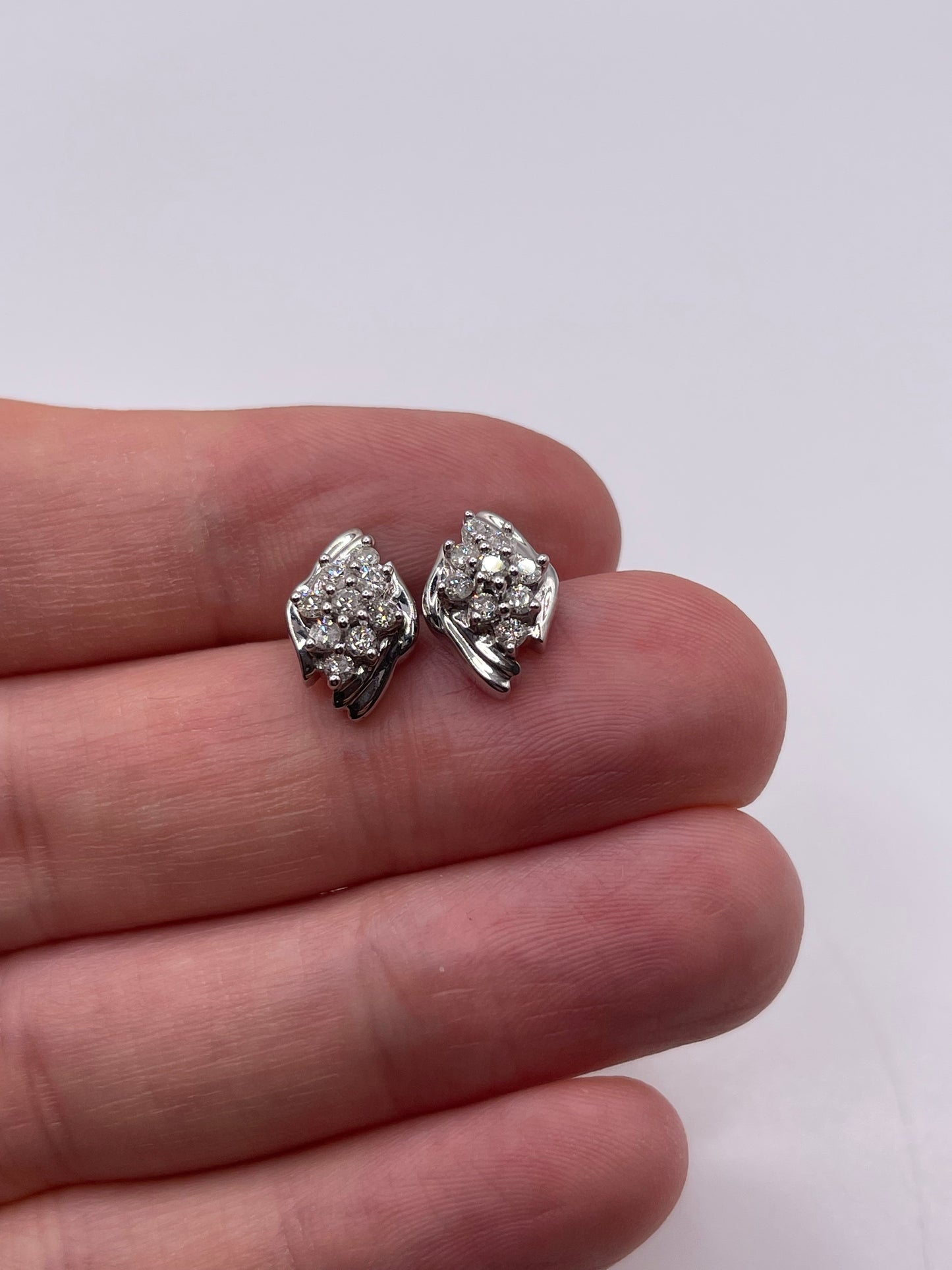 9ct white gold diamond cluster earrings