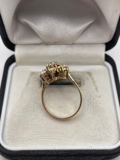 9ct gold ruby and opal cluster ring