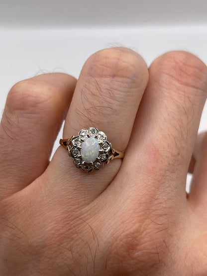 9ct gold opal and diamond ring