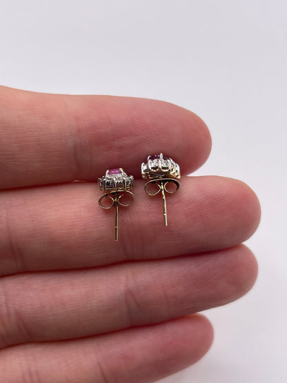 9ct gold ruby and diamond earrings