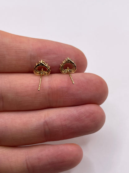 9ct gold ruby heart earrings