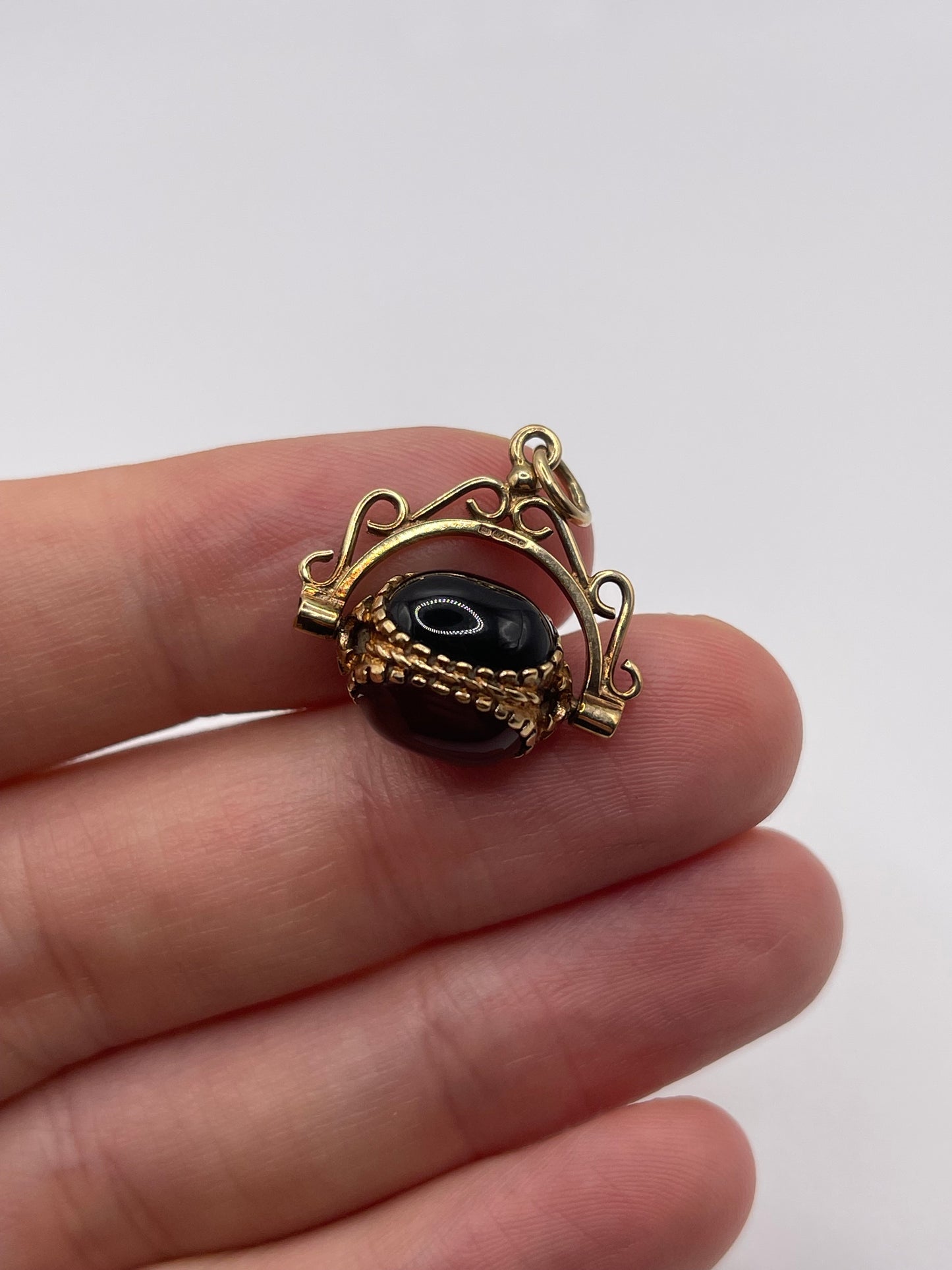 9ct gold multi gemstone spinning fob pendant