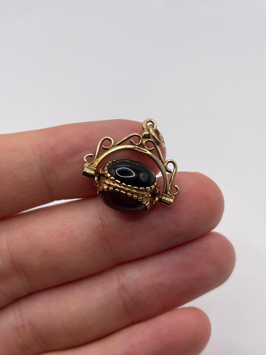 9ct gold multi gemstone spinning fob pendant
