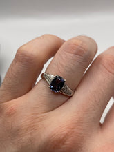 Load image into Gallery viewer, 9ct white gold blueberry quartz and diamond ring
