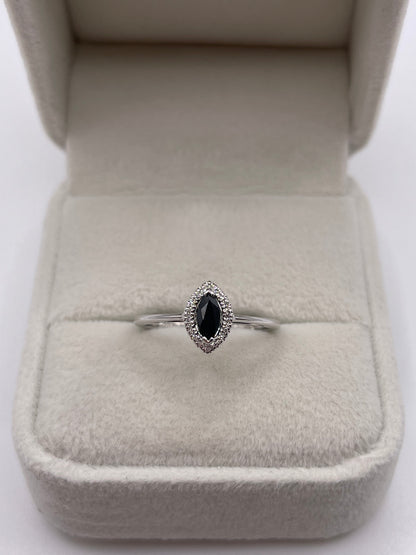 9ct white gold sapphire and diamond ring