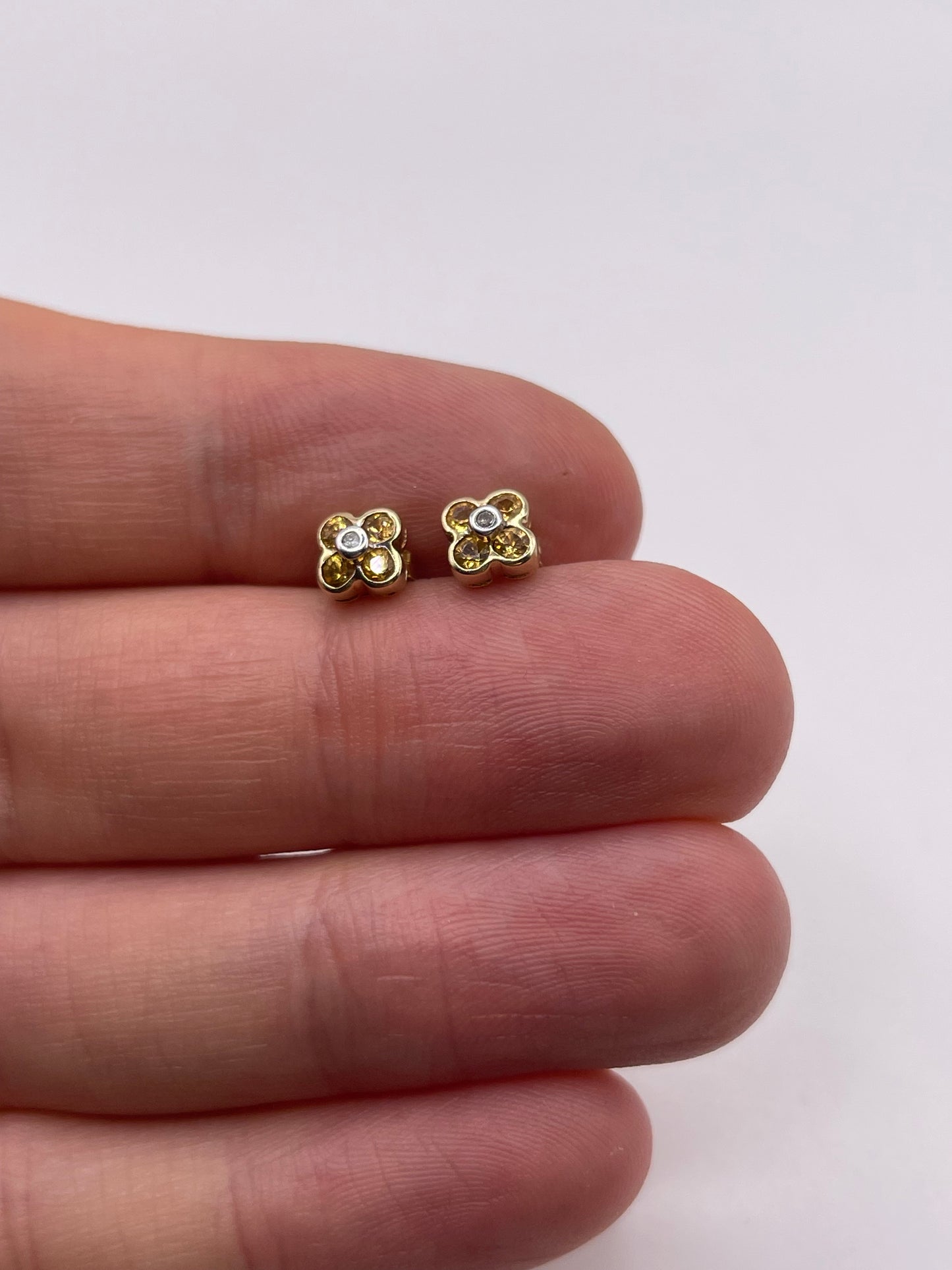 9ct gold citrine and diamond earrings