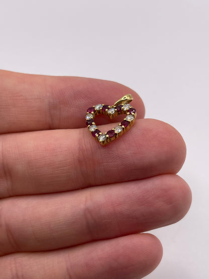 18ct gold ruby and diamond heart pendant
