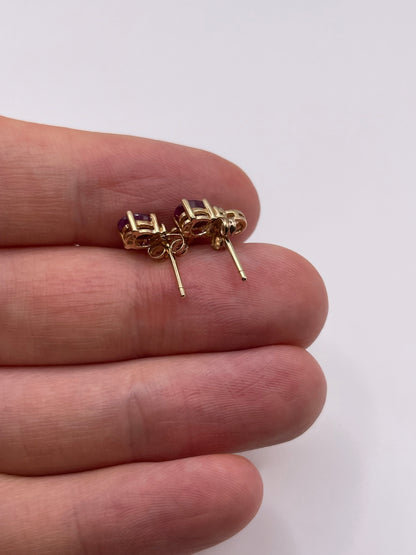 9ct gold ruby and diamond earrings