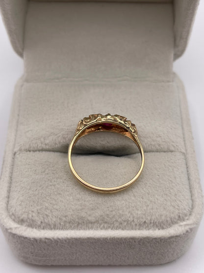 9ct gold ruby and diamond ring