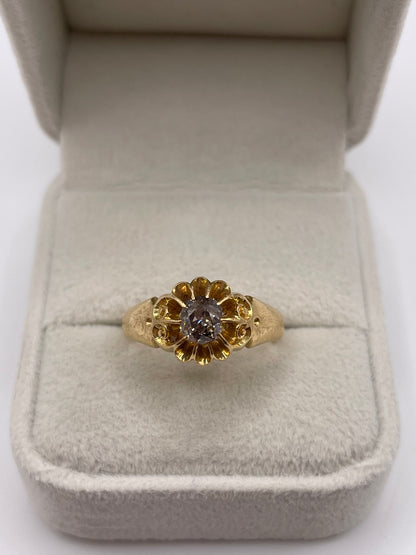 Antique 18ct gold 75 point diamond gypsy ring