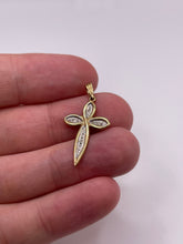 Load image into Gallery viewer, 9ct gold diamond cross pendant
