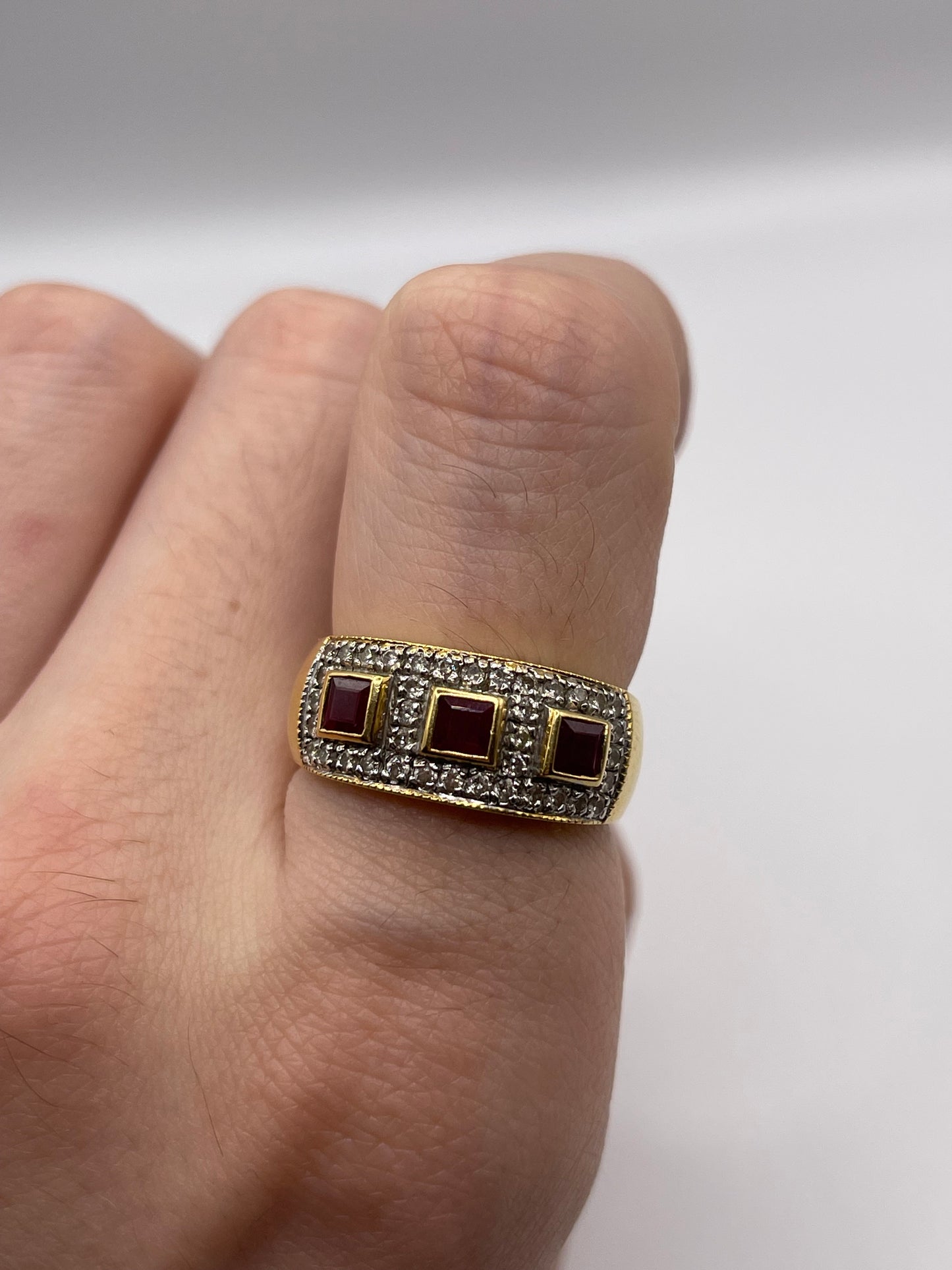 Portuguese 19ct gold ruby and diamond ring
