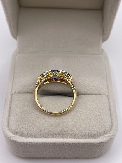 9ct gold amethyst and diamond ring