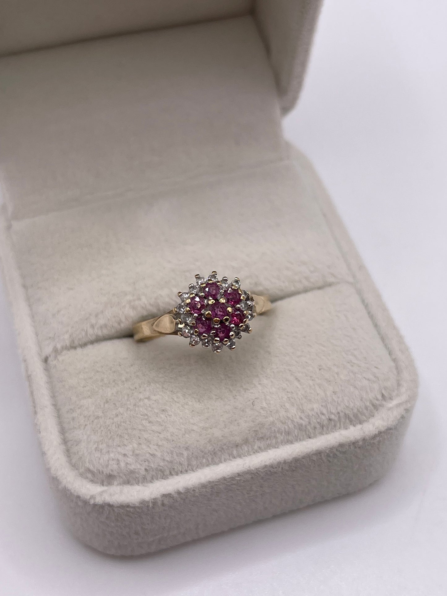 9ct gold ruby and diamond ring