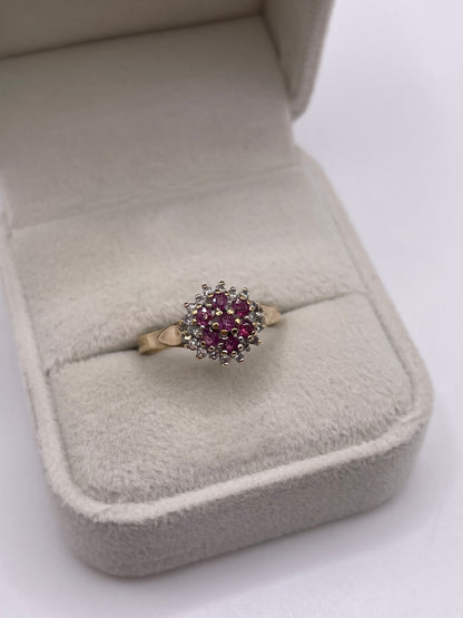 9ct gold ruby and diamond ring