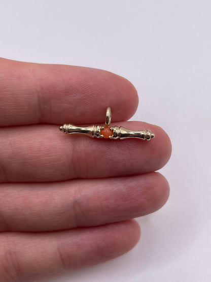 9ct gold coral t bar pendant