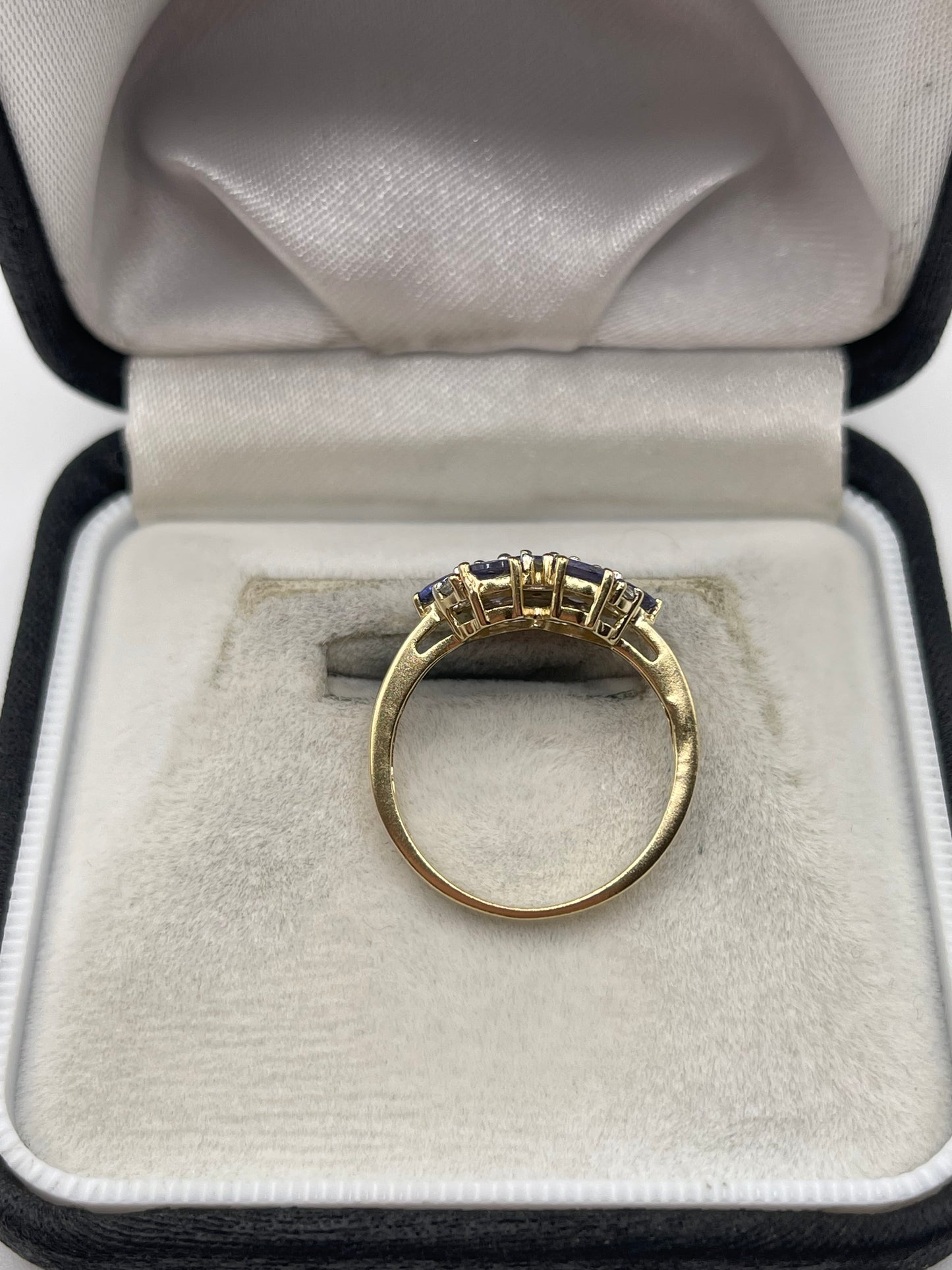 9ct gold tanzanite and zircon ring