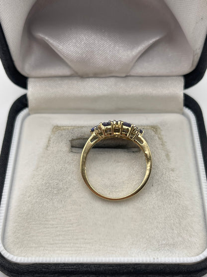 9ct gold tanzanite and zircon ring