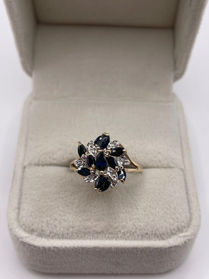 9ct gold sapphire and diamond ring