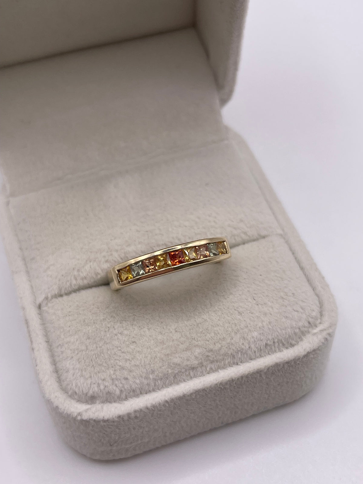 9ct gold multi coloured sapphire ring