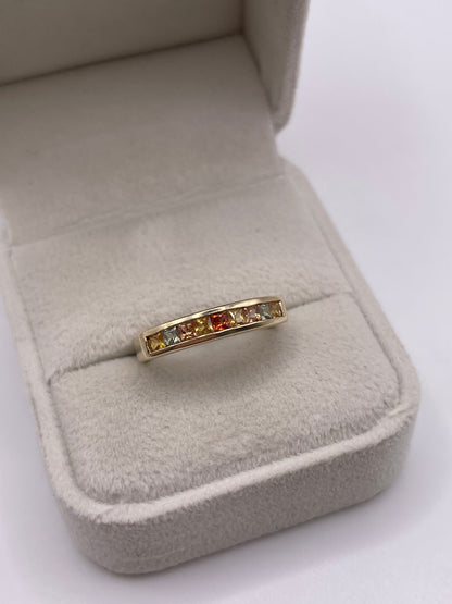 9ct gold multi coloured sapphire ring