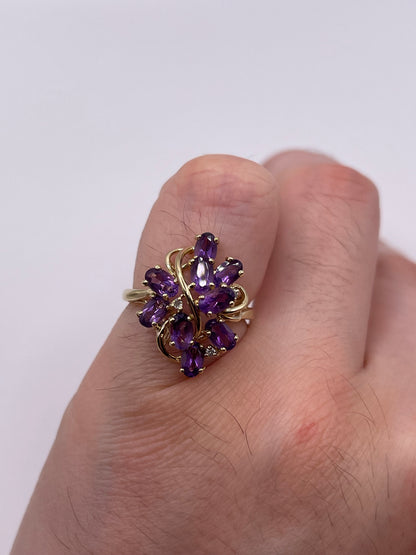 9ct gold amethyst and diamond ring