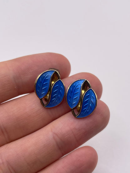 Silver enamel earrings