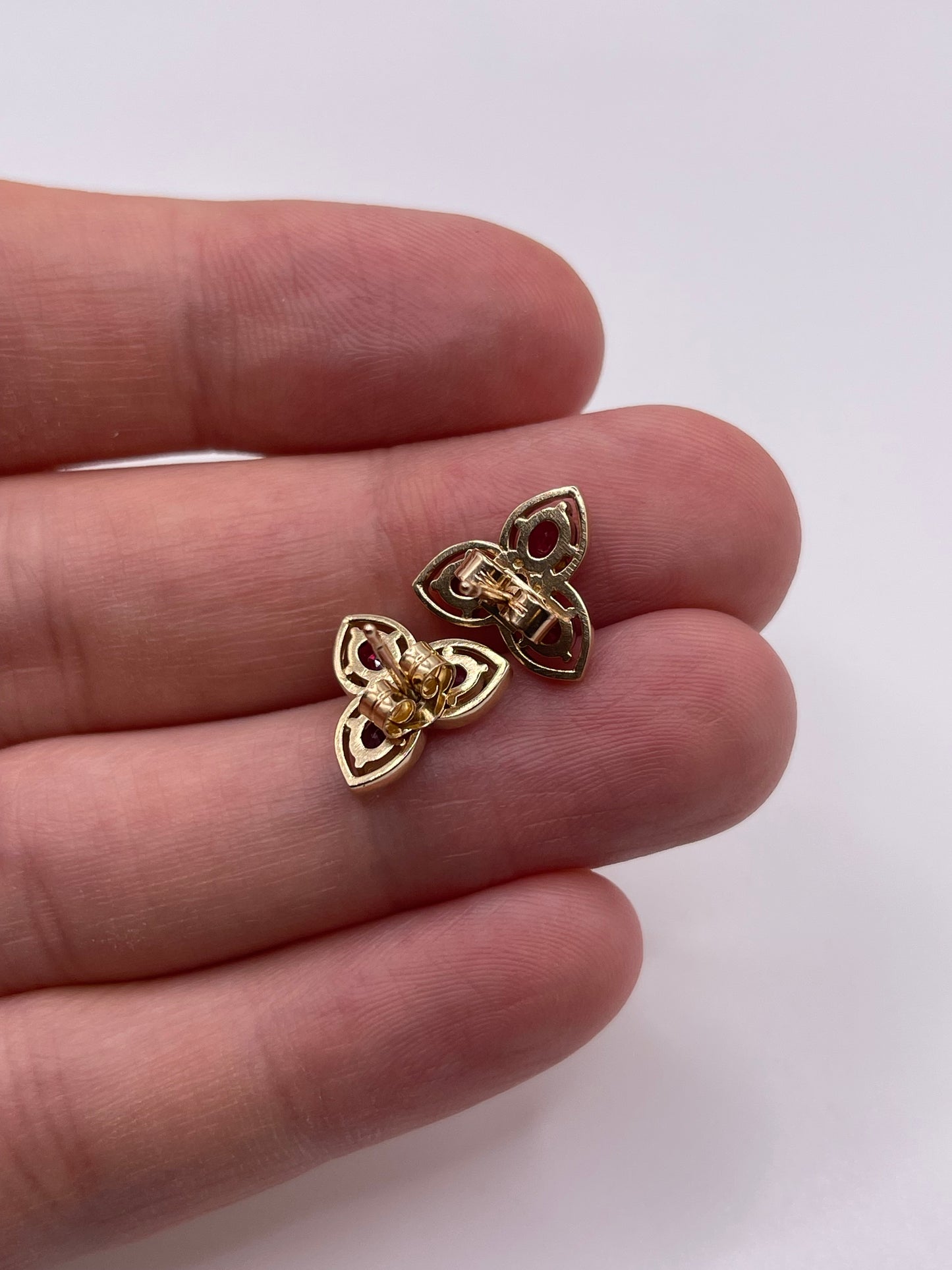 9ct gold ruby and diamond earrings