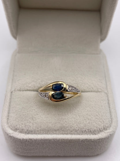 9ct gold sapphire and diamond ring