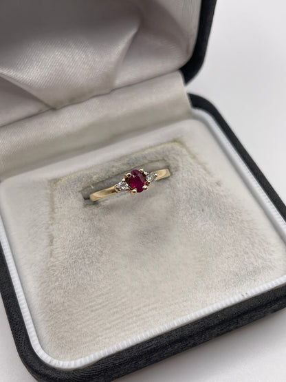 9ct gold ruby and diamond ring