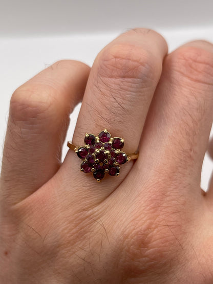 9ct gold ruby cluster ring